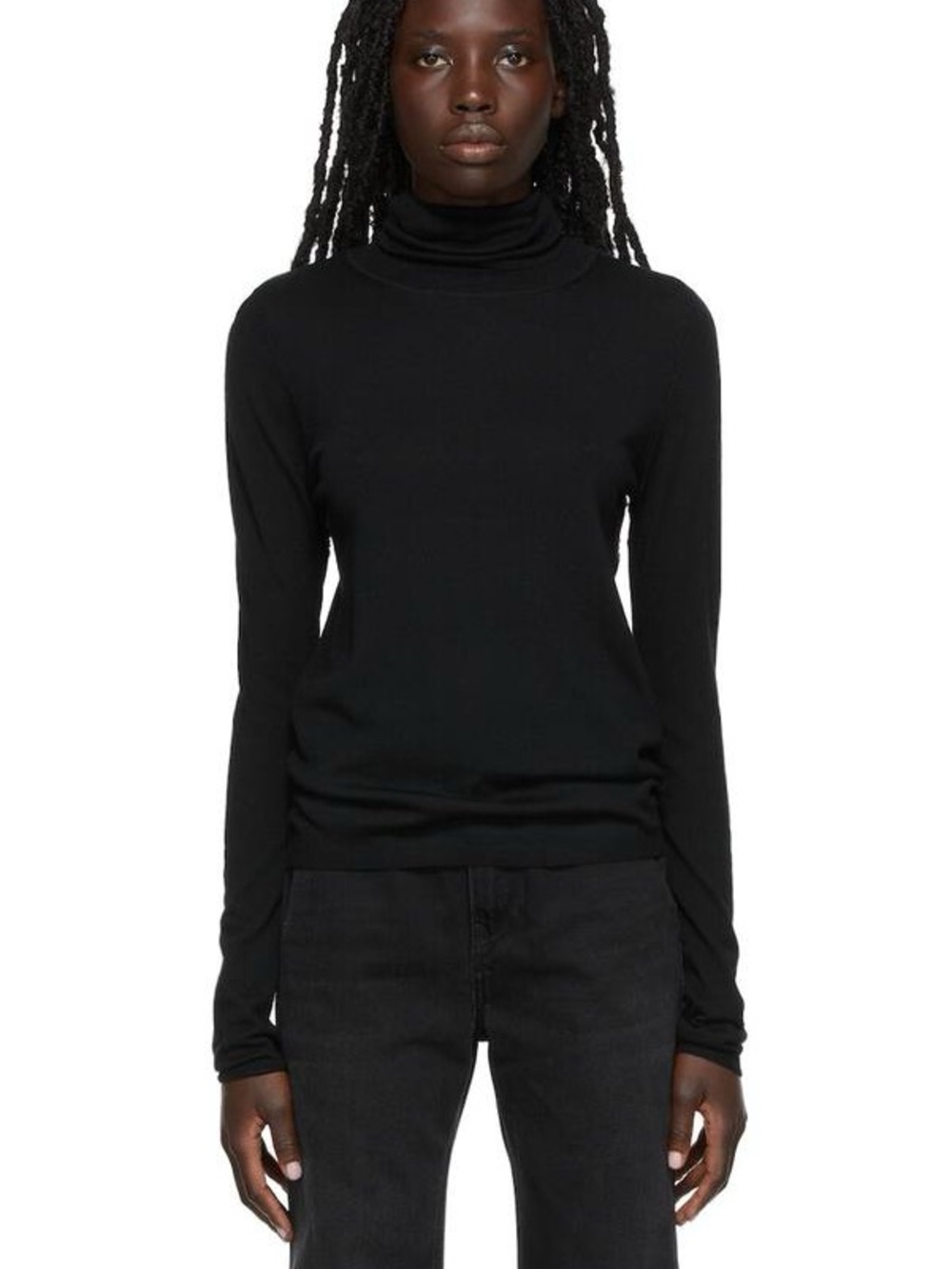 Toteme Black Slim Wool Turtleneck Sweater